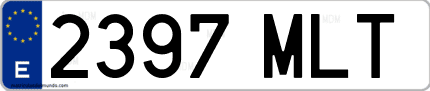Ejemplo de matrícula de coche ordinaria 2397 MLT