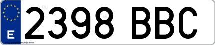 Ejemplo de matrícula española 2398 BBC