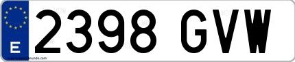 Ejemplo de matrícula española 2398 GVW