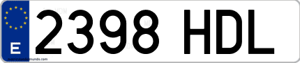 Ejemplo de matrícula de coche ordinaria 2398 HDL