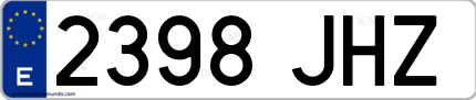 Ejemplo de matrícula de coche ordinaria 2398 JHZ