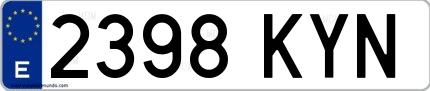 Ejemplo de matrícula española 2398 KYN