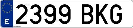 Ejemplo de matrícula española 2399 BKG