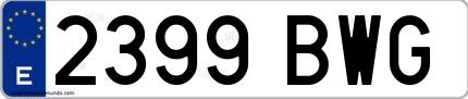 Ejemplo de matrícula española 2399 BWG