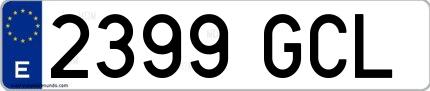 Ejemplo de matrícula española 2399 GCL