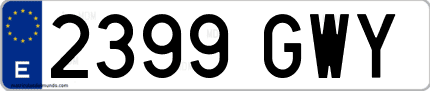 Ejemplo de matrícula de coche ordinaria 2399 GWY