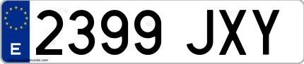 Ejemplo de matrícula española 2399 JXY
