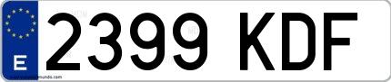 Ejemplo de matrícula española 2399 KDF