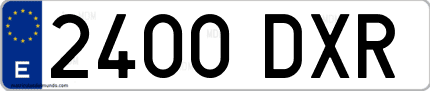 Ejemplo de matrícula de coche ordinaria 2400 DXR
