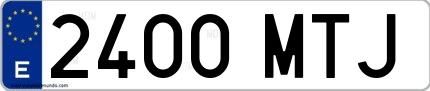 Ejemplo de matrícula española 2400 MTJ