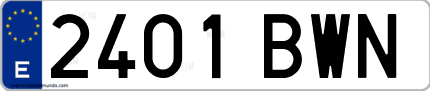 Ejemplo de matrícula de coche ordinaria 2401 BWN