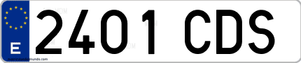 Ejemplo de matrícula de coche ordinaria 2401 CDS