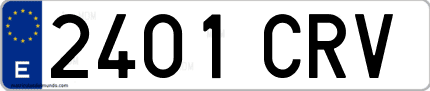 Ejemplo de matrícula de coche ordinaria 2401 CRV