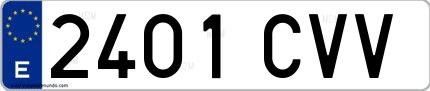 Ejemplo de matrícula española 2401 CVV