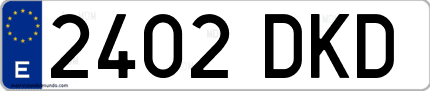 Ejemplo de matrícula de coche ordinaria 2402 DKD