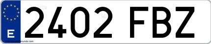 Ejemplo de matrícula española 2402 FBZ