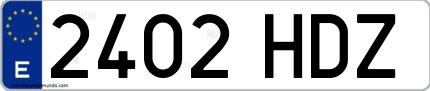 Ejemplo de matrícula española 2402 HDZ