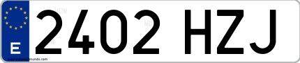 Ejemplo de matrícula española 2402 HZJ