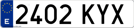 Ejemplo de matrícula de coche ordinaria 2402 KYX