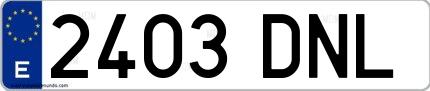 Ejemplo de matrícula española 2403 DNL