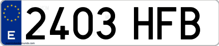 Ejemplo de matrícula de coche ordinaria 2403 HFB