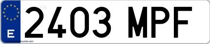 Ejemplo de matrícula española 2403 MPF