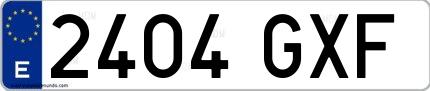 Ejemplo de matrícula española 2404 GXF