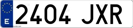 Ejemplo de matrícula española 2404 JXR