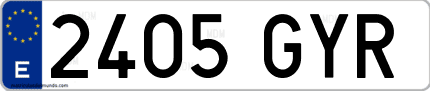 Ejemplo de matrícula de coche ordinaria 2405 GYR