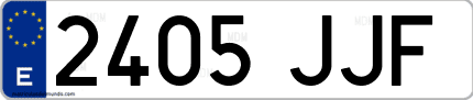 Ejemplo de matrícula de coche ordinaria 2405 JJF
