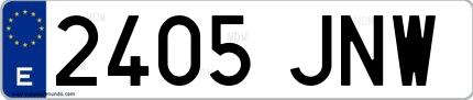 Ejemplo de matrícula española 2405 JNW