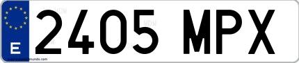 Ejemplo de matrícula española 2405 MPX