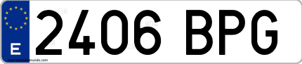 Ejemplo de matrícula de coche ordinaria 2406 BPG