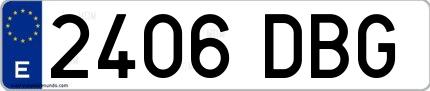 Ejemplo de matrícula española 2406 DBG