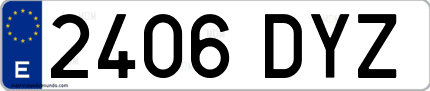 Ejemplo de matrícula de coche ordinaria 2406 DYZ
