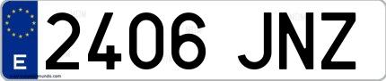 Ejemplo de matrícula española 2406 JNZ