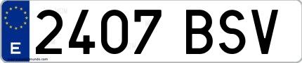 Ejemplo de matrícula española 2407 BSV