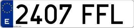 Ejemplo de matrícula de coche ordinaria 2407 FFL