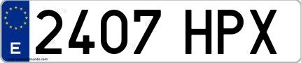 Ejemplo de matrícula de coche ordinaria 2407 HPX