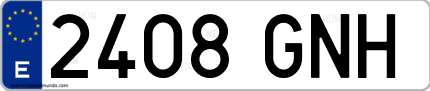 Ejemplo de matrícula de coche ordinaria 2408 GNH