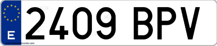 Ejemplo de matrícula de coche ordinaria 2409 BPV