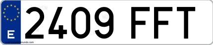 Ejemplo de matrícula española 2409 FFT
