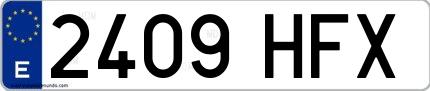 Ejemplo de matrícula española 2409 HFX