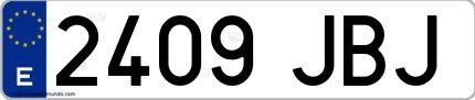 Ejemplo de matrícula española 2409 JBJ