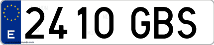 Ejemplo de matrícula de coche ordinaria 2410 GBS