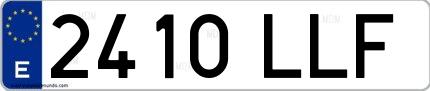 Ejemplo de matrícula española 2410 LLF