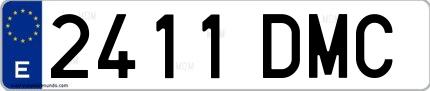 Ejemplo de matrícula de coche ordinaria 2411 DMC