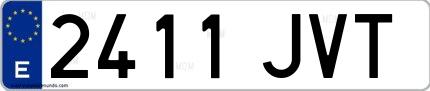 Ejemplo de matrícula española 2411 JVT