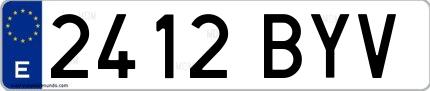 Ejemplo de matrícula española 2412 BYV