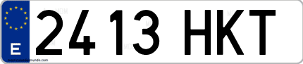 Ejemplo de matrícula de coche ordinaria 2413 HKT